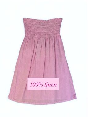 Y2K Juicy Couture Pink Tube Dress Smocked 100% Linen Medium